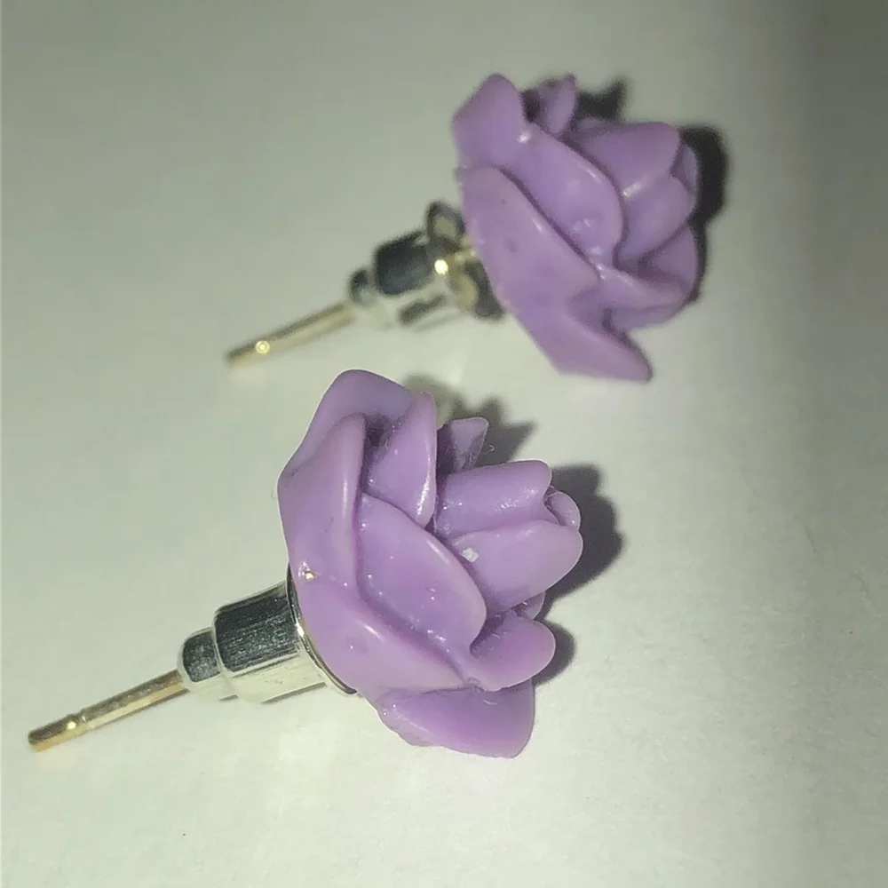Lavender Floral Stud Earrings
